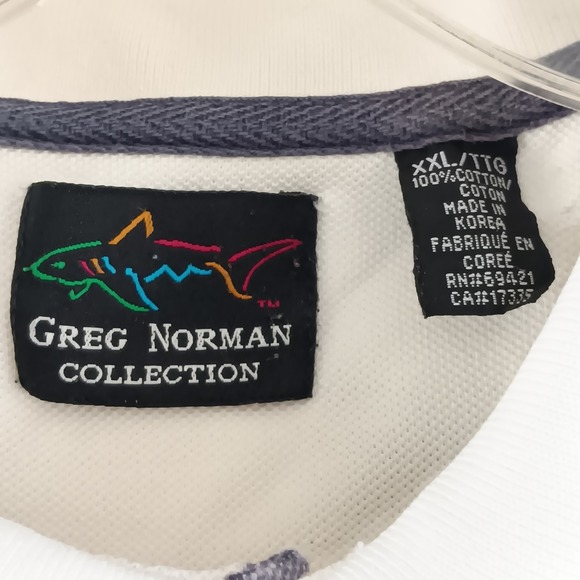 Greg Norman Collection Mens XXL White Blue Print Polo Shirt Honda Classic - Picture 5 of 12